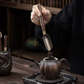Dragon Gilt Ceramic Tea Set with Pottery Canister and Lotus Pot for Traditional Tea Ceremony