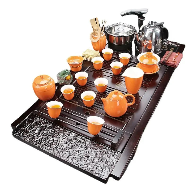 Premium Solid Wood Electric Tea Tray Set