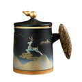 Ceramic Tea Filter Mug with Lid and Large Capacity for Home or Office