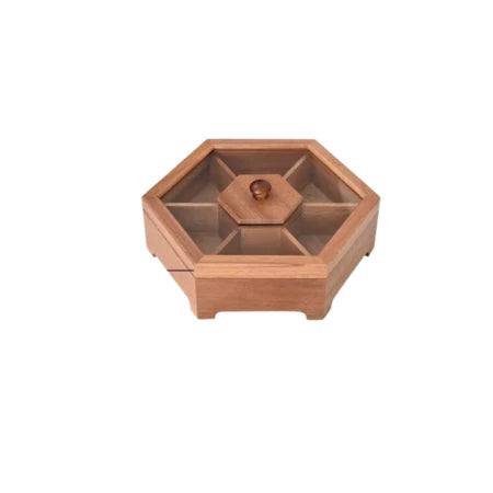 Wooden Food Storage Box With Lid for Candy, Biscuits, Nuts, and Snacks