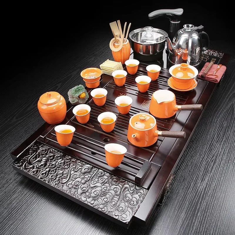Premium Solid Wood Electric Tea Tray Set